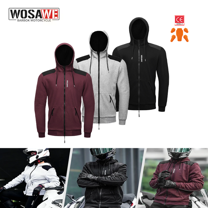 Motorcycle Gear Hoodie - WOSAWE Motorcycle Armored Hoodie Motorcycle Warm