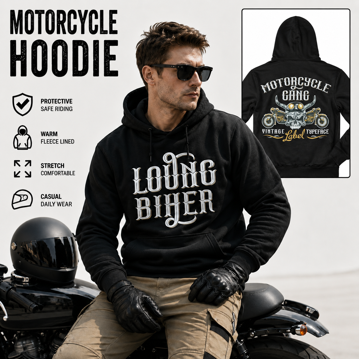 LOONG BIKER Men Women Motorcyc - Motorcycle Gear Hoodie reseña y precio