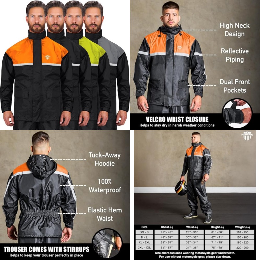 Waterproof Motorcycle Rain Sui - Motorcycle Gear Hoodie reseña y precio