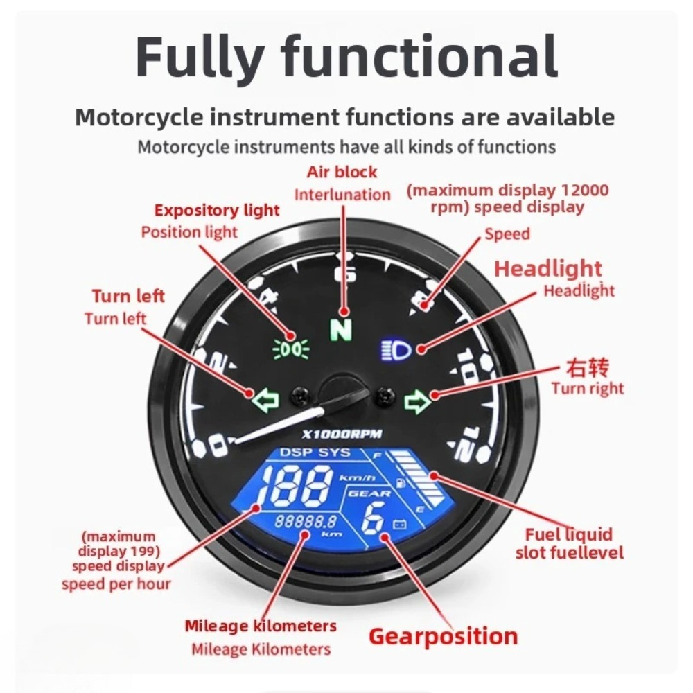 Universal Motorcycle Meter Spe - Motorcycle Gear Yamaha reseña y precio